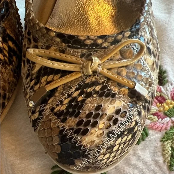 Roberto Botticelli Python Heels with Crystal Bow Tips - Picture 6 of 8